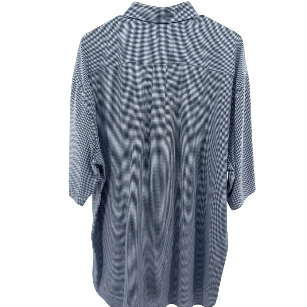 Peter‎ Millar Mens XL Golf Shirt Short Sleeve Blue Gingham Pocket Patch